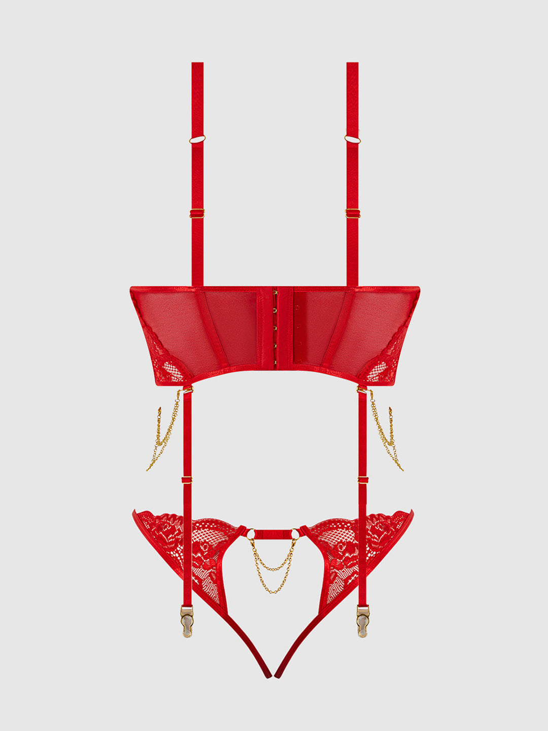 Cecily Lace &amp; Chain Bustier &amp; Backless Hipster Set from Love It Curvy