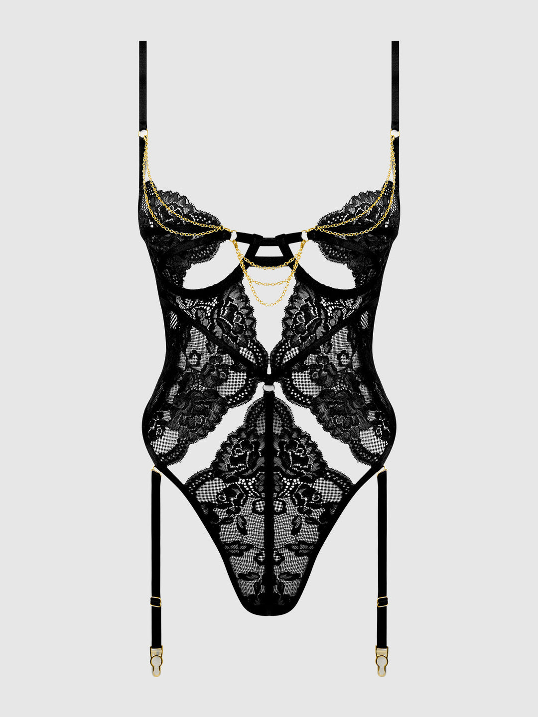 Cecily Lace &amp; Chain Gartered Teddy from Love It Curvy