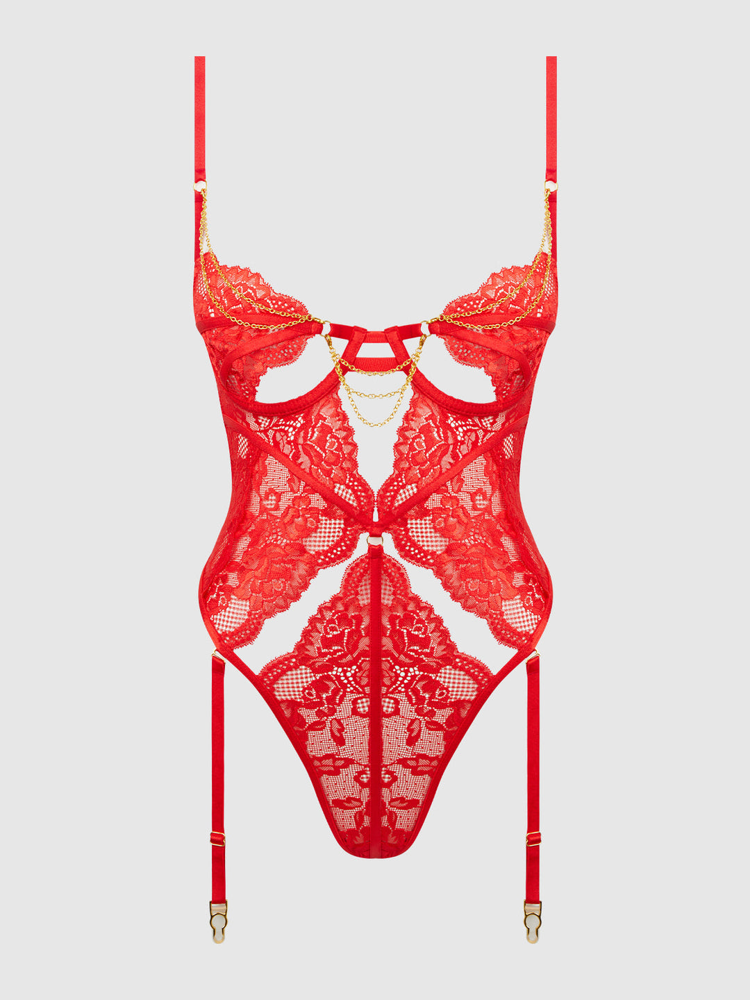 Cecily Lace &amp; Chain Gartered Teddy from Love It Curvy
