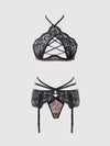 Felicia Leopard Mesh & Lace Bra, Garter & G-String Set from Love It Curvy