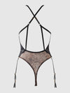 Felicia Leopard Mesh & Lace Gartered Teddy from Love It Curvy