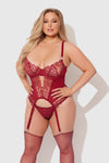 Eden Embroidered Lace Bustier & G-String Set from Love It Curvy