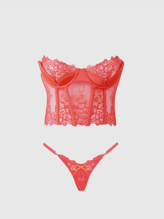 Eden Embroidered Bustier & Tanga Set from Love It Curvy