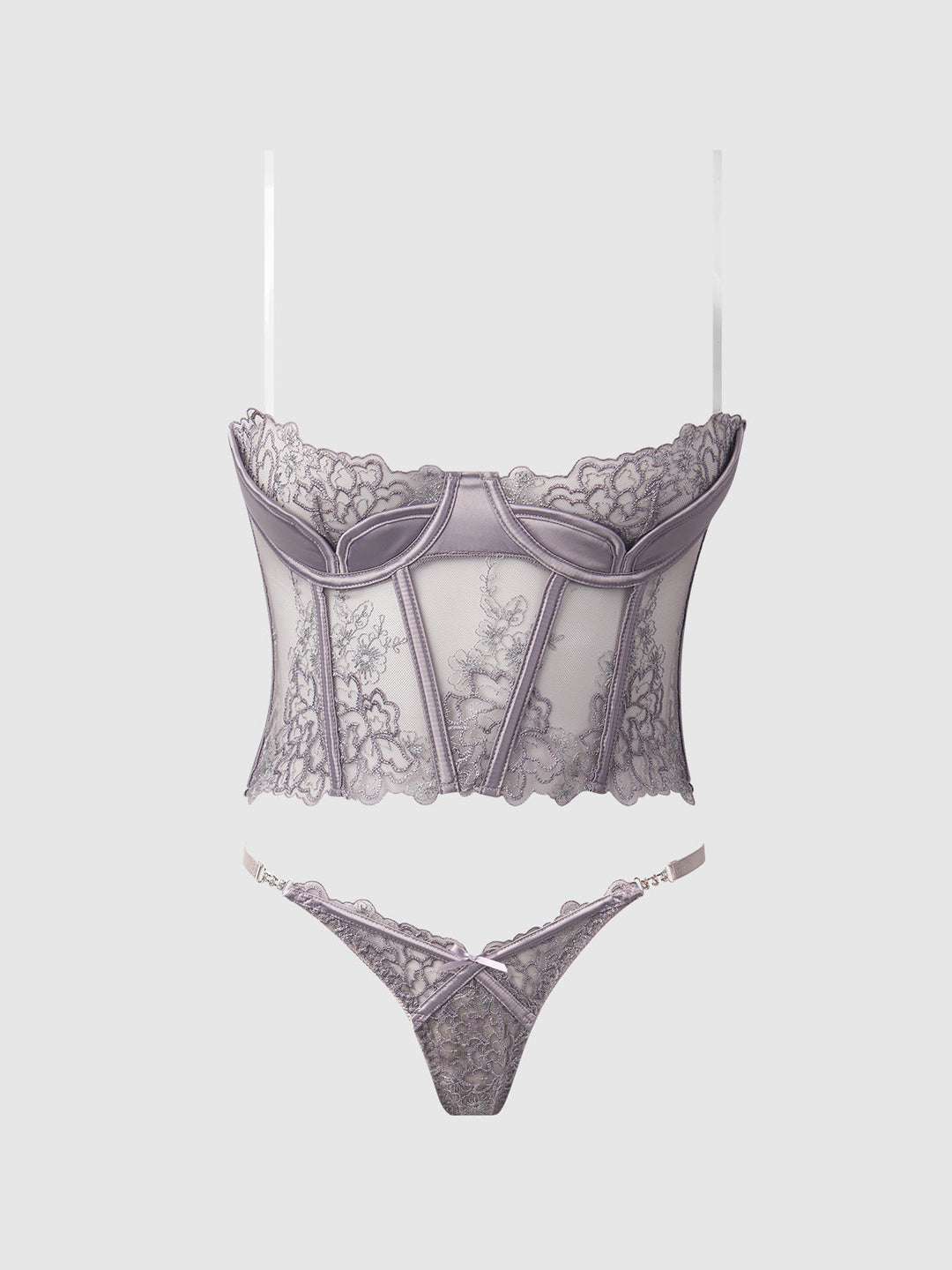 Eden Embroidered Bustier &amp; Tanga Set from Love It Curvy