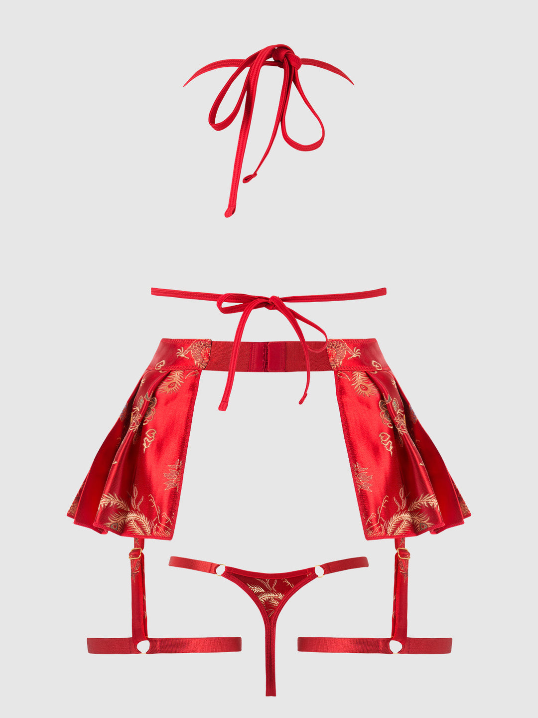 Dragon Triangle Bralette, Skirted Garter &amp; Thong Set from Love It Curvy