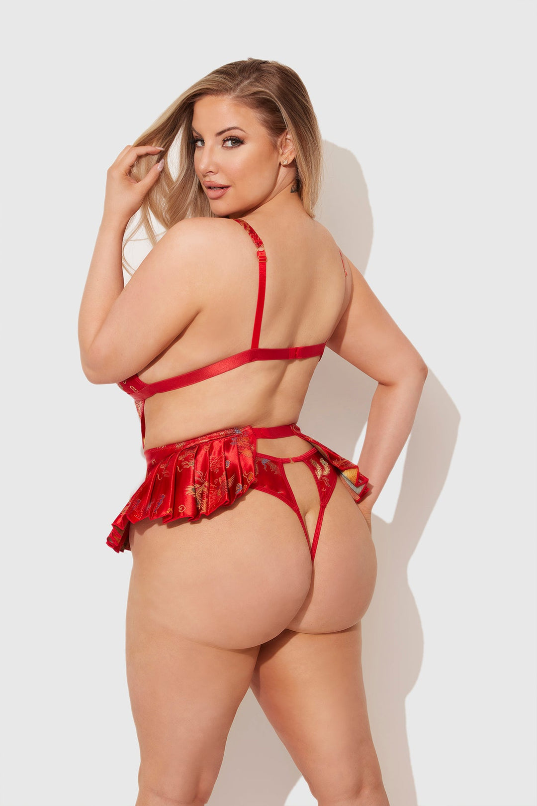 Dragon Satin Skirted Teddy from Love It Curvy