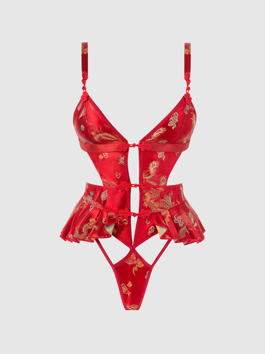 Dragon Satin Skirted Teddy from Love It Curvy