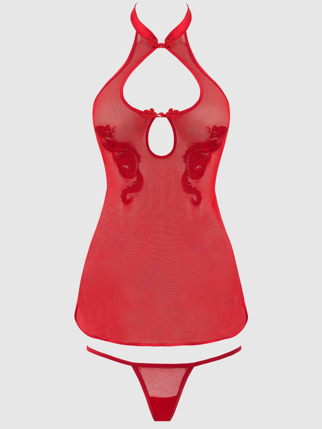 Dragon Mesh & Applique Chemise & G-String Set from Love It Curvy