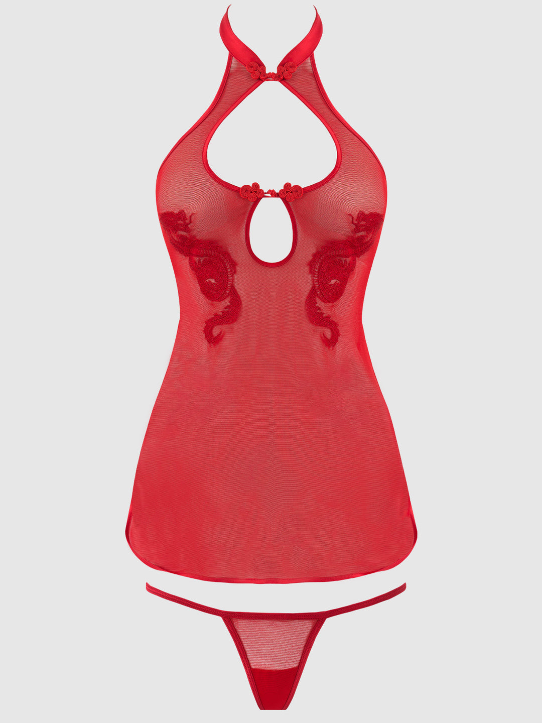 Dragon Mesh &amp; Applique Chemise &amp; G-String Set from Love It Curvy