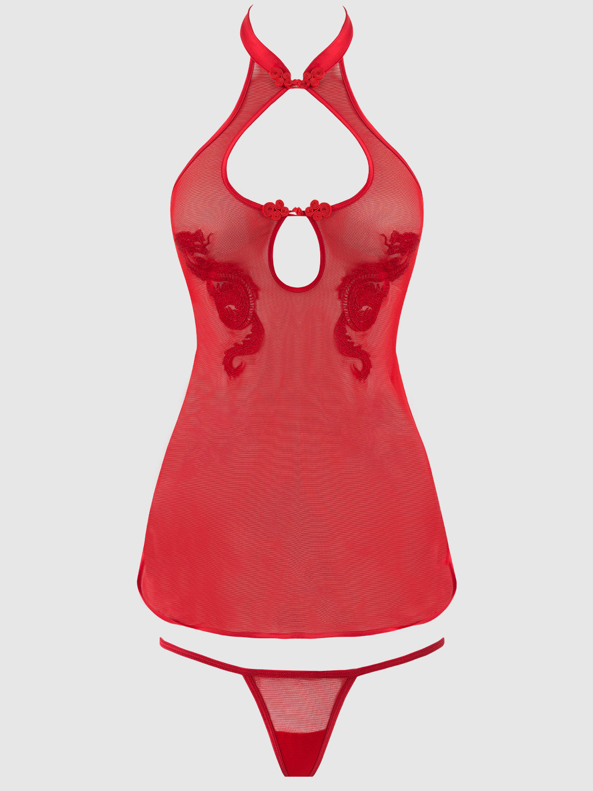 Dragon Mesh & Applique Chemise & G-String Set from Love It Curvy