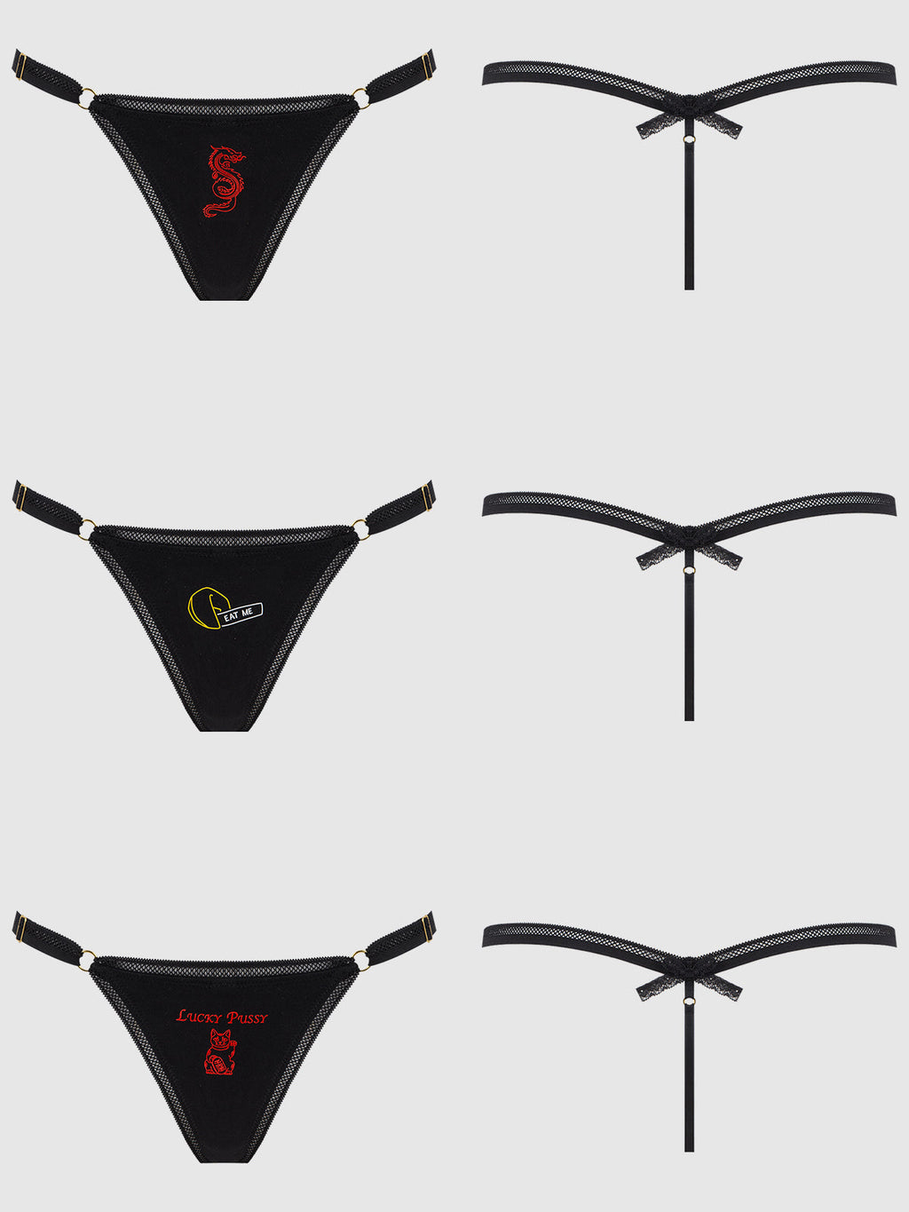 Dragon Stretch Cotton G-String 3 Pack from Love It Curvy