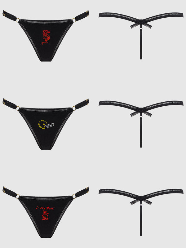 Dragon Stretch Cotton G-String 3 Pack from Love It Curvy