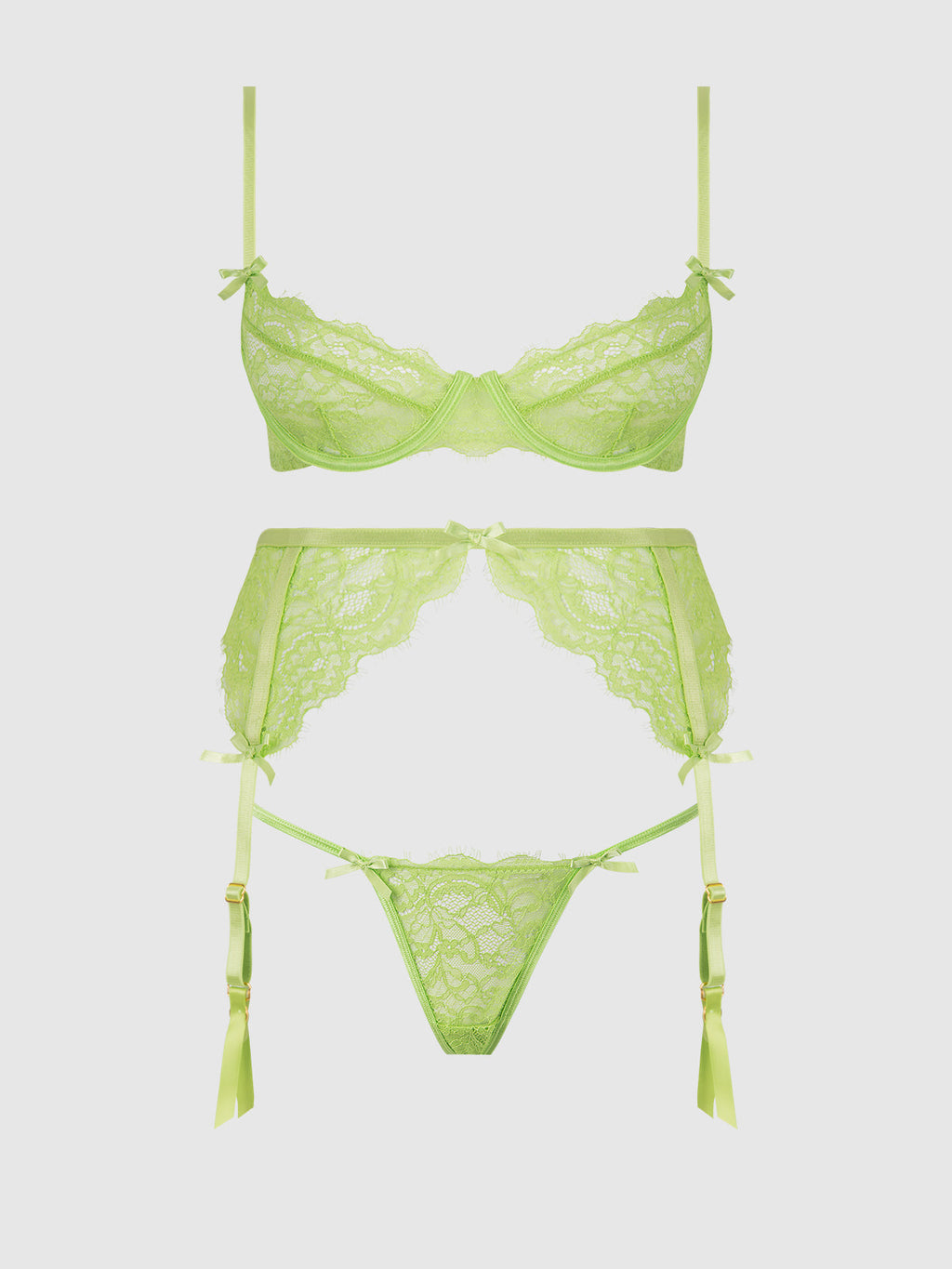 Shavon Lace & Chiffon Bustier & Thong Set from Love It Curvy