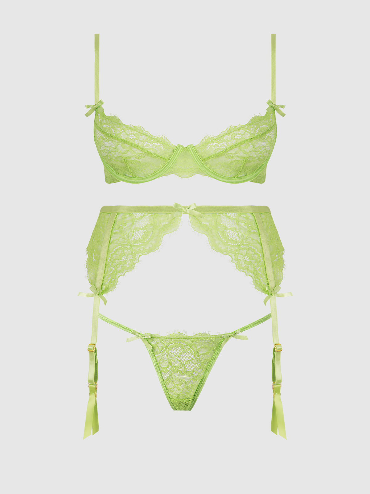 Shavon Lace & Chiffon Bustier & Thong Set from Love It Curvy