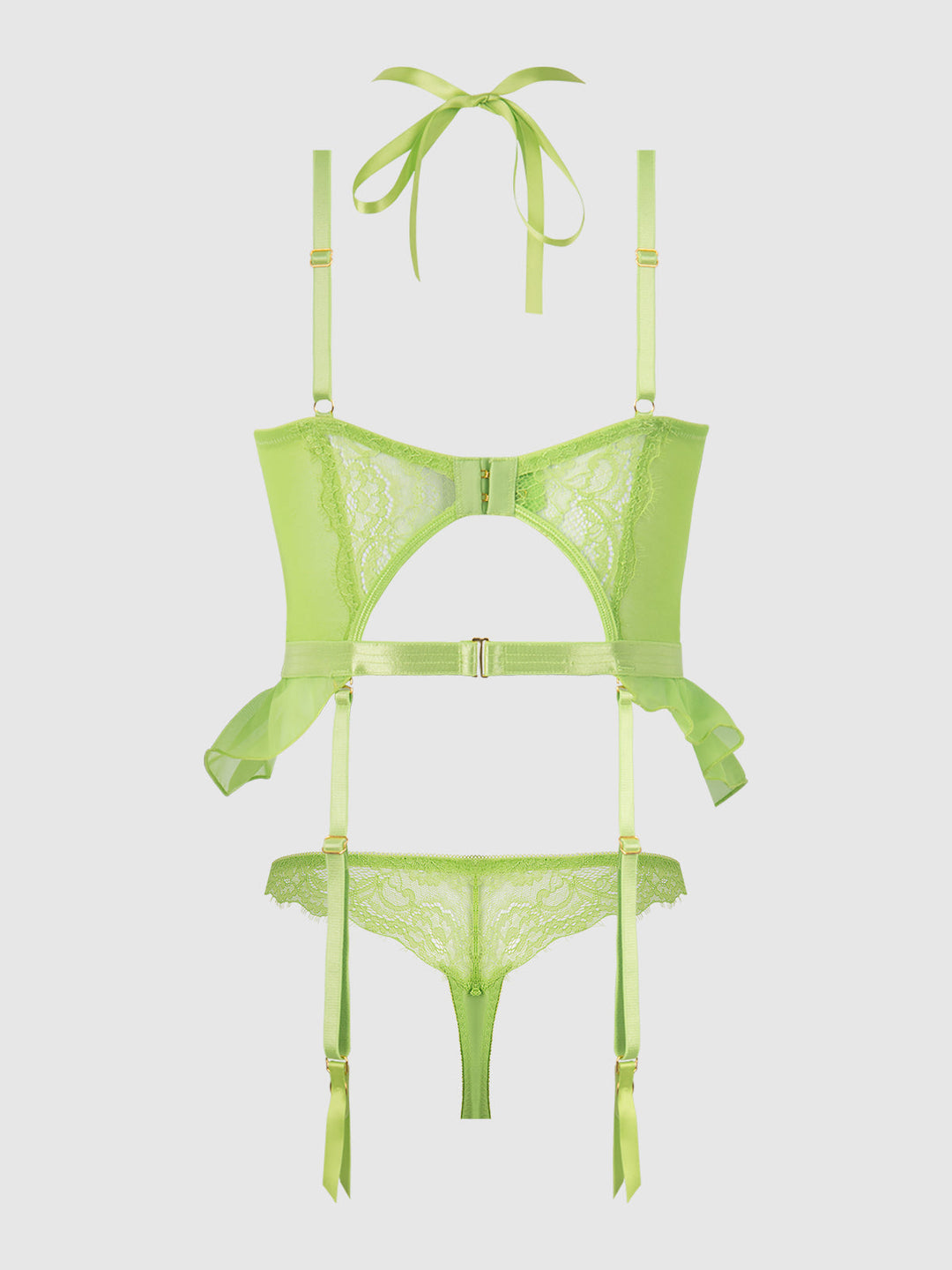 Shavon Lace &amp; Chiffon Bustier &amp; Thong Set from Love It Curvy