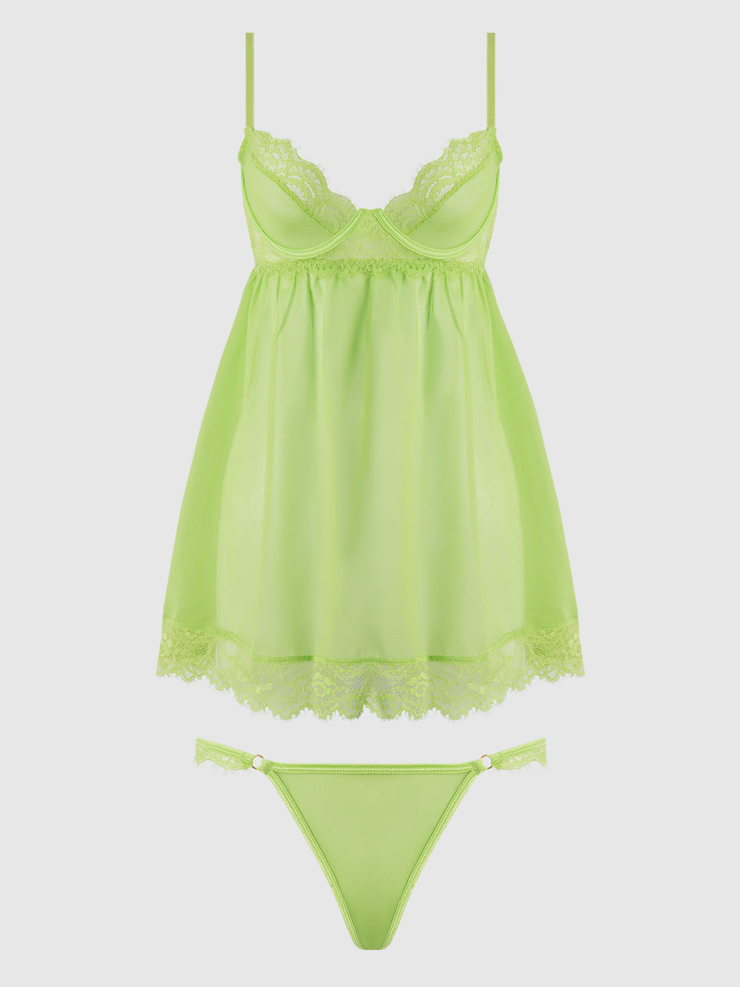 Shavon Lace &amp; Chiffon Babydoll &amp; G-String Set from Love It Curvy