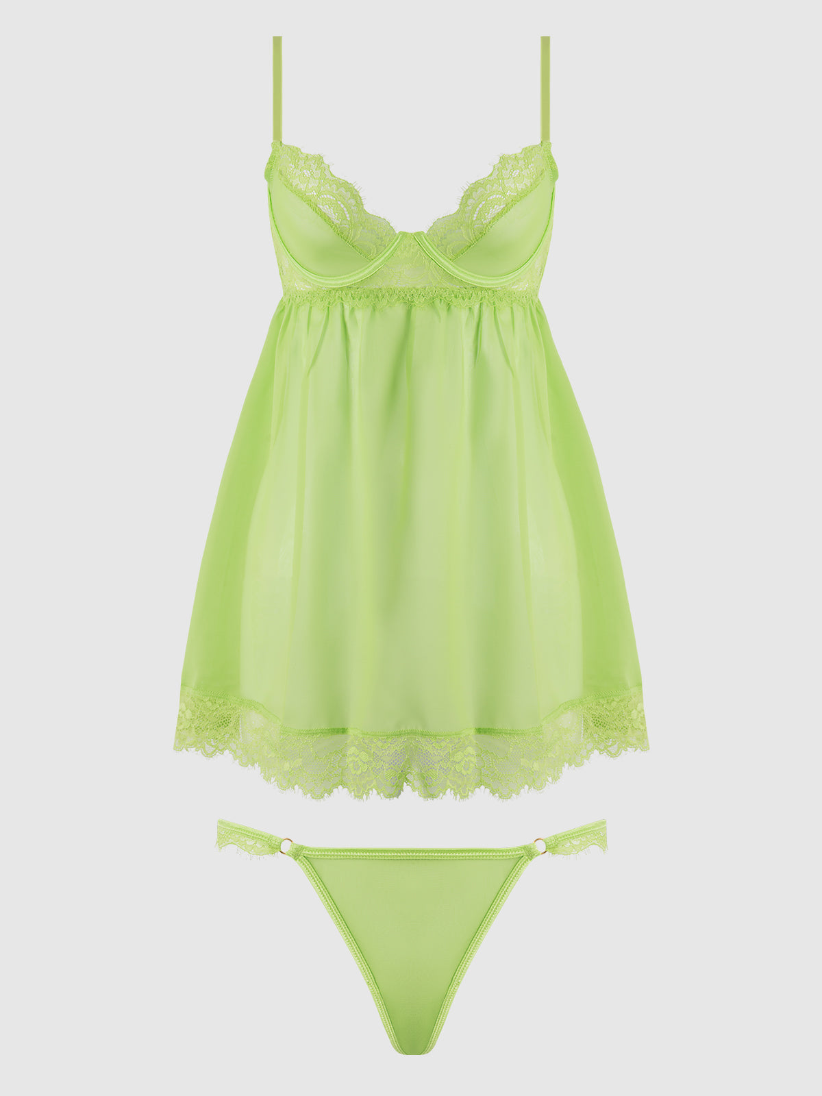 Shavon Lace & Chiffon Babydoll & G-String Set from Love It Curvy