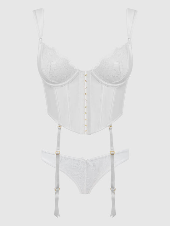 Bridal Satin & Lace Bustier & Backless Hipster Set from Love It Curvy