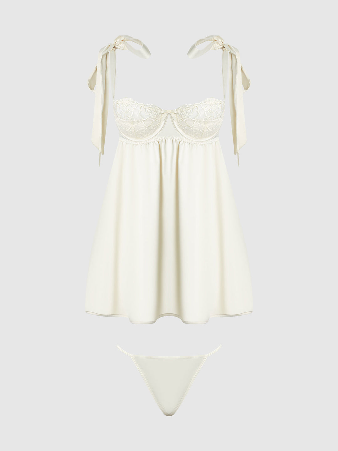 Rosalie Satin &amp; Embroidered Lace Babydoll &amp; G-String Set from Love It Curvy