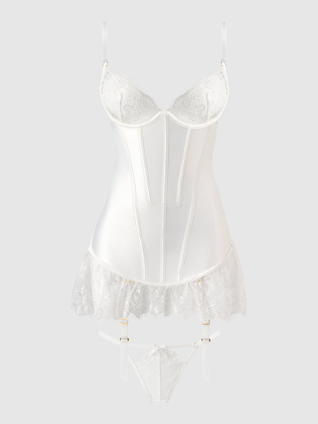 Bridal Satin & Lace Chemise Set from Love It Curvy