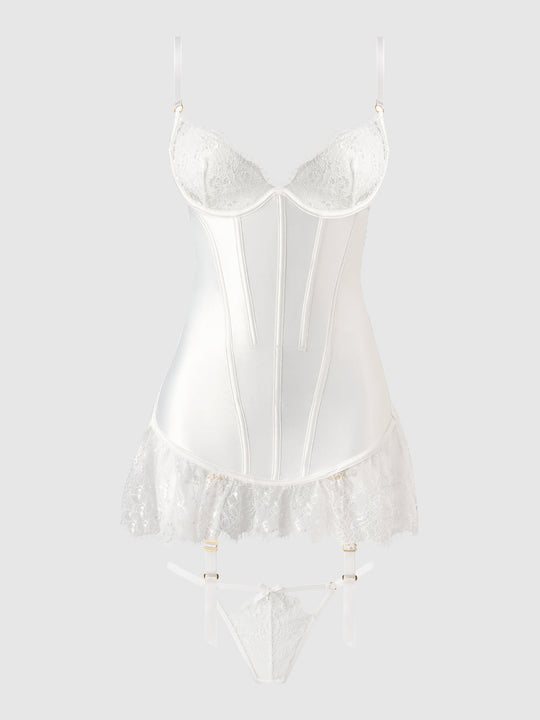 Bridal Satin & Lace Chemise Set from Love It Curvy