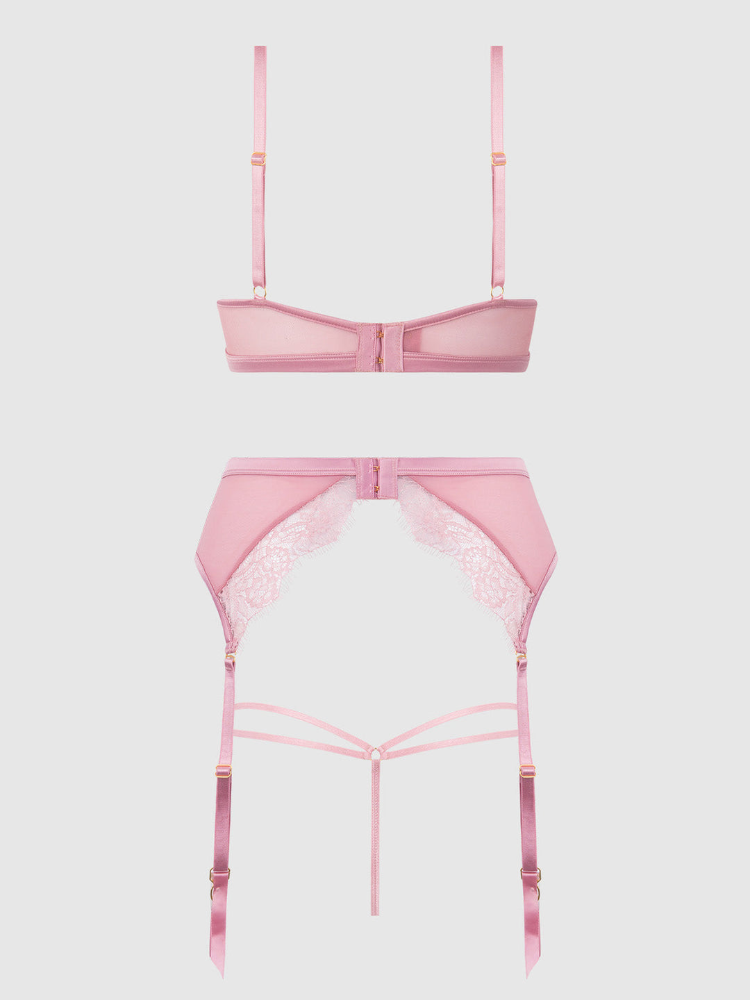 Blair Satin &amp; Lace Bra, Garter &amp; G-String Set from Love It Curvy
