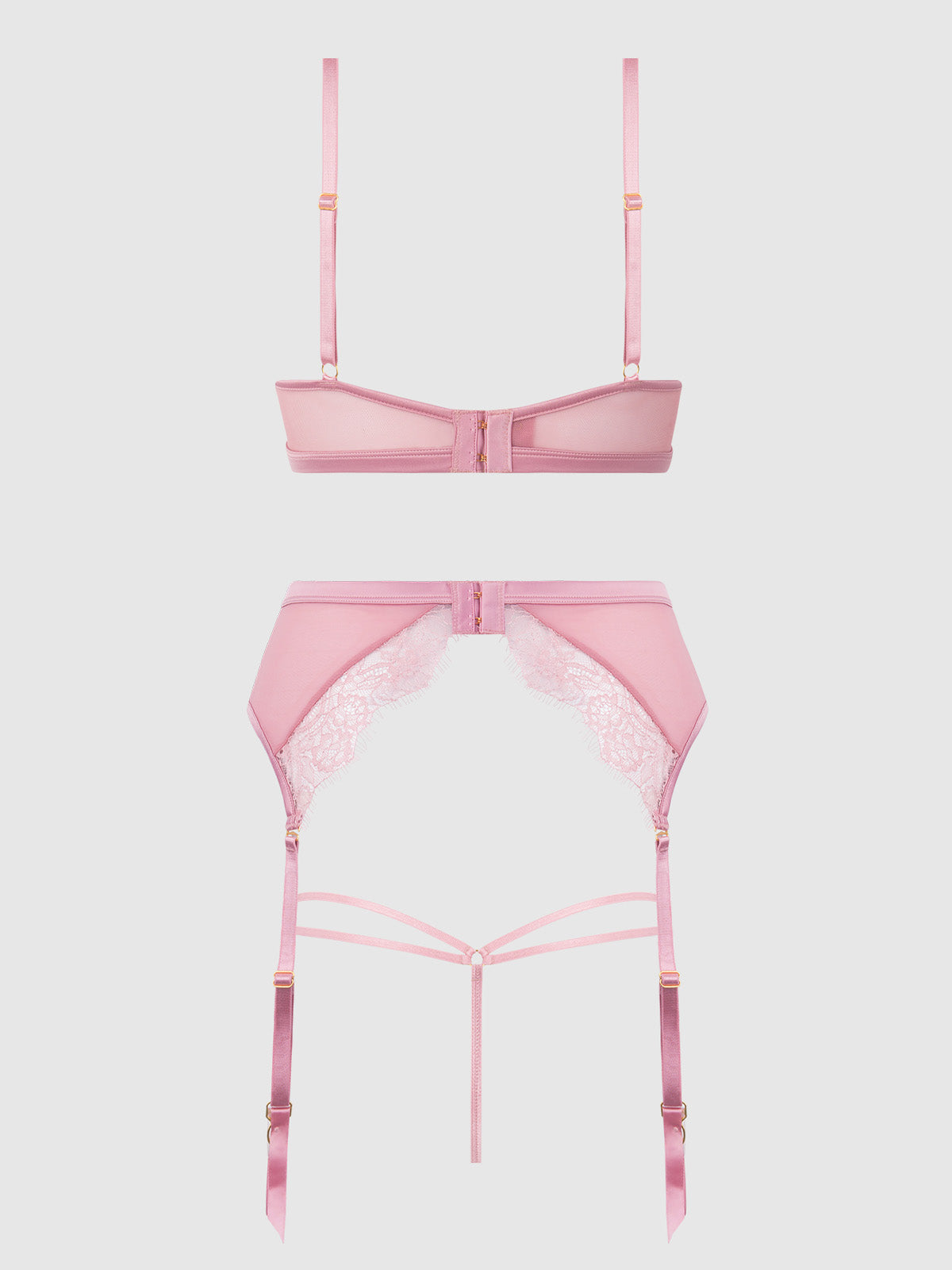 Blair Satin & Lace Bra, Garter & G-String Set from Love It Curvy