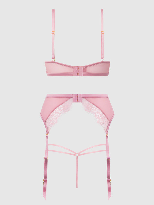 Blair Satin & Lace Bra, Garter & G-String Set from Love It Curvy