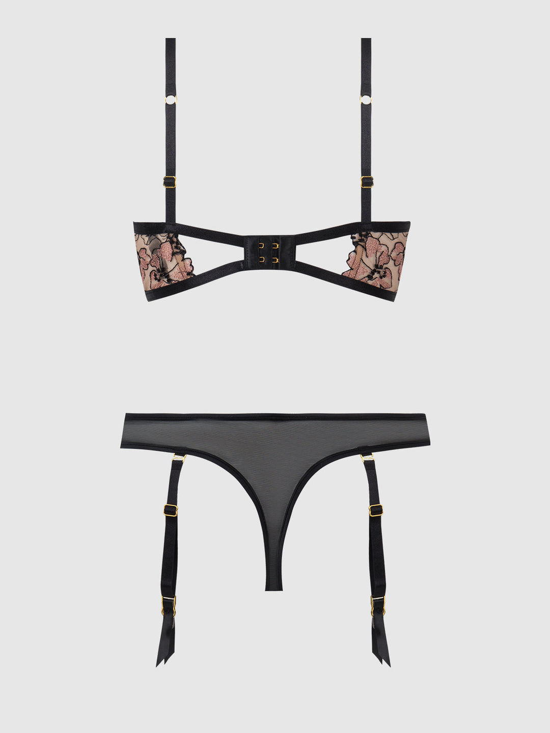 Nova Blacklight Lace Bra &amp; Gartered Thong Set from Love It Curvy