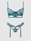 Nova Blacklight Lace Bra & Gartered Thong Set from Love It Curvy