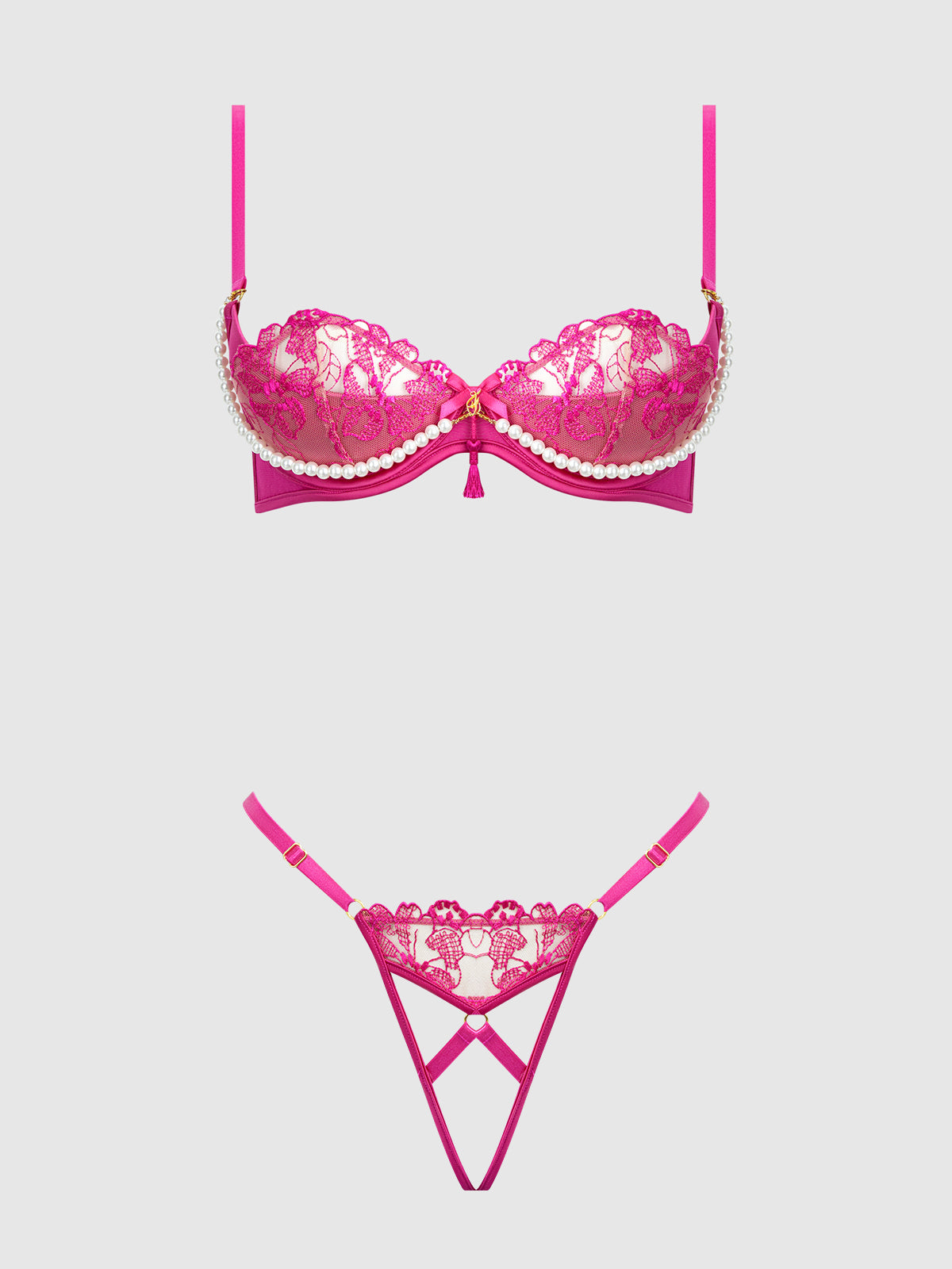 Nova Blacklight Lace Bra & Crotchless G-String Set from Love It Curvy