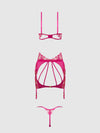 Nova Blacklight Lace Bra, Skirt & G-String Set from Love It Curvy