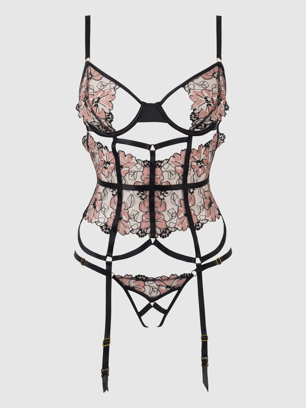 Nova Blacklight Lace Corset & Crotchless G-String Set from Love It Curvy