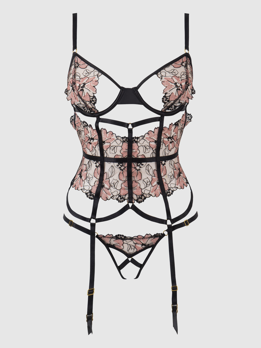 Nova Blacklight Lace Corset &amp; Crotchless G-String Set from Love It Curvy
