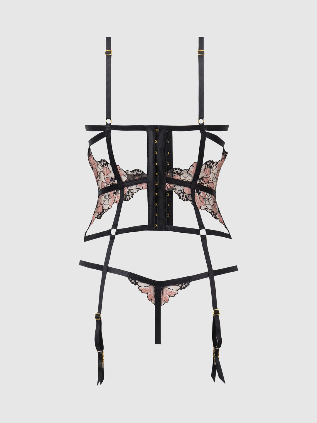 Nova Blacklight Lace Corset &amp; Crotchless G-String Set from Love It Curvy