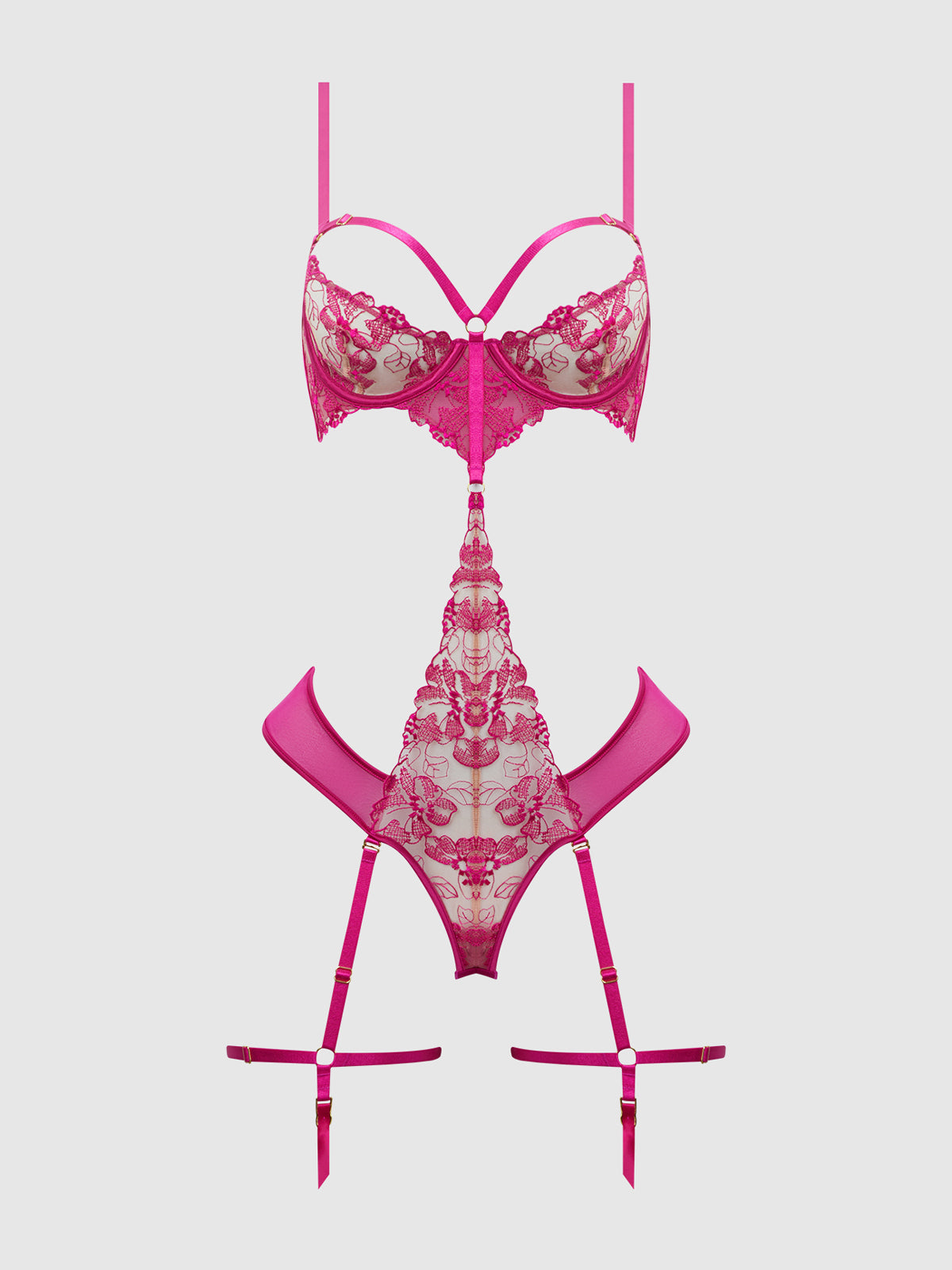 Nova Blacklight Lace Teddy | Love It Curvy Secondary image