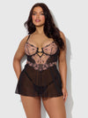 Nova Blacklight Lace Babydoll & G-String Set from Love It Curvy