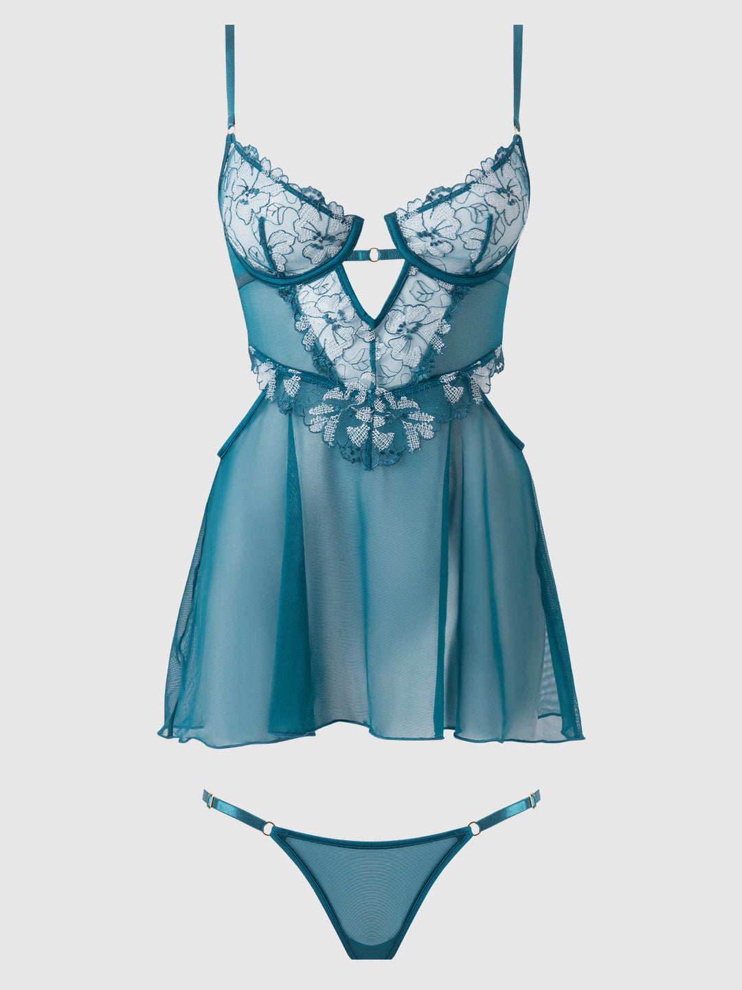 Nova Blacklight Lace Babydoll &amp; G-String Set from Love It Curvy