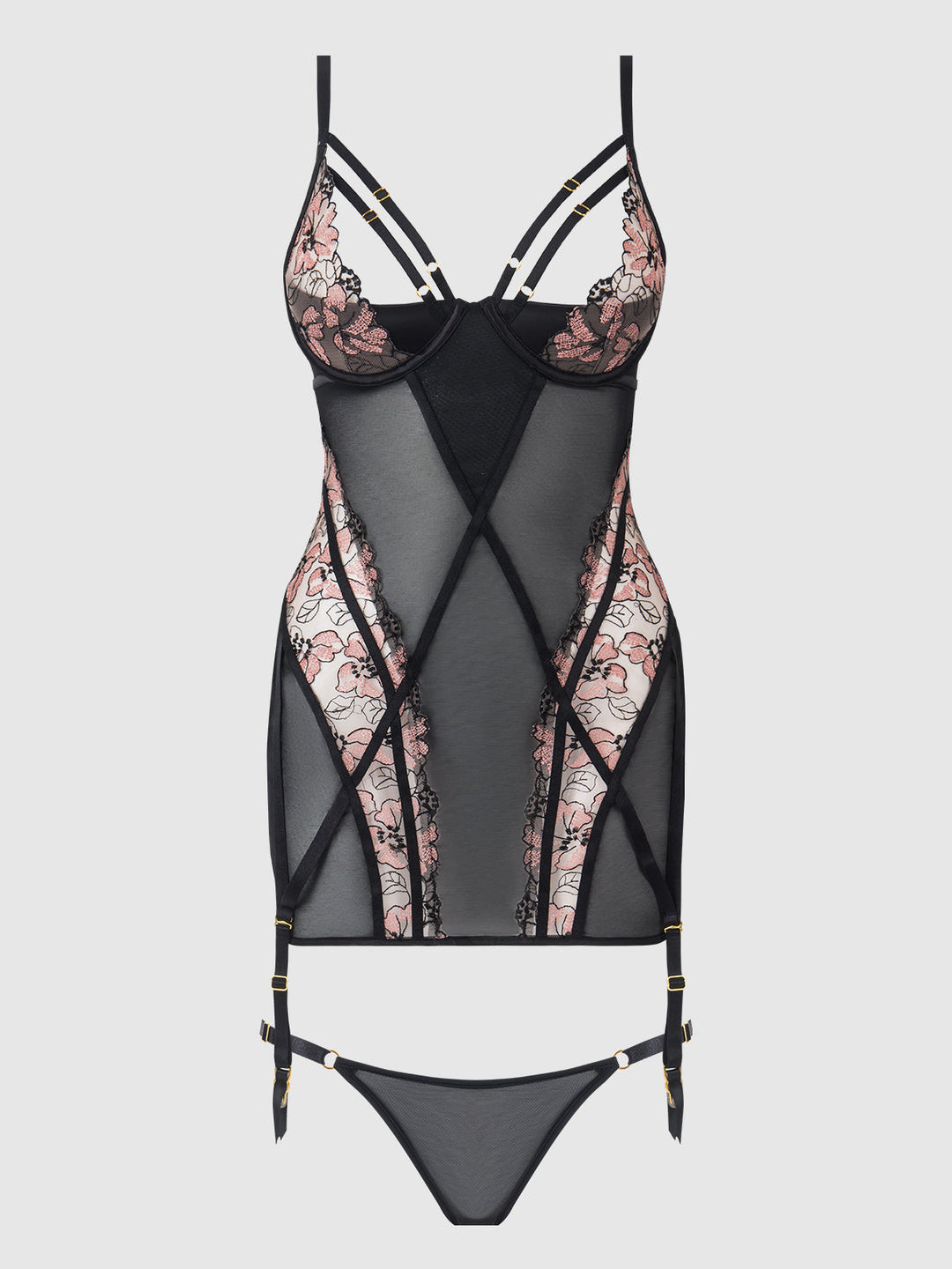 Nova Blacklight Lace Chemise &amp; Thong Set from Love It Curvy