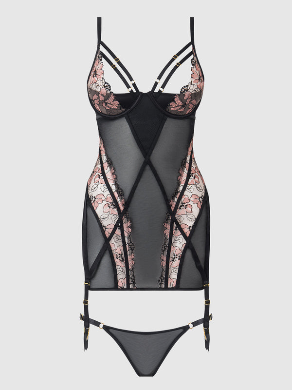 Nova Blacklight Lace Chemise & Thong Set from Love It Curvy