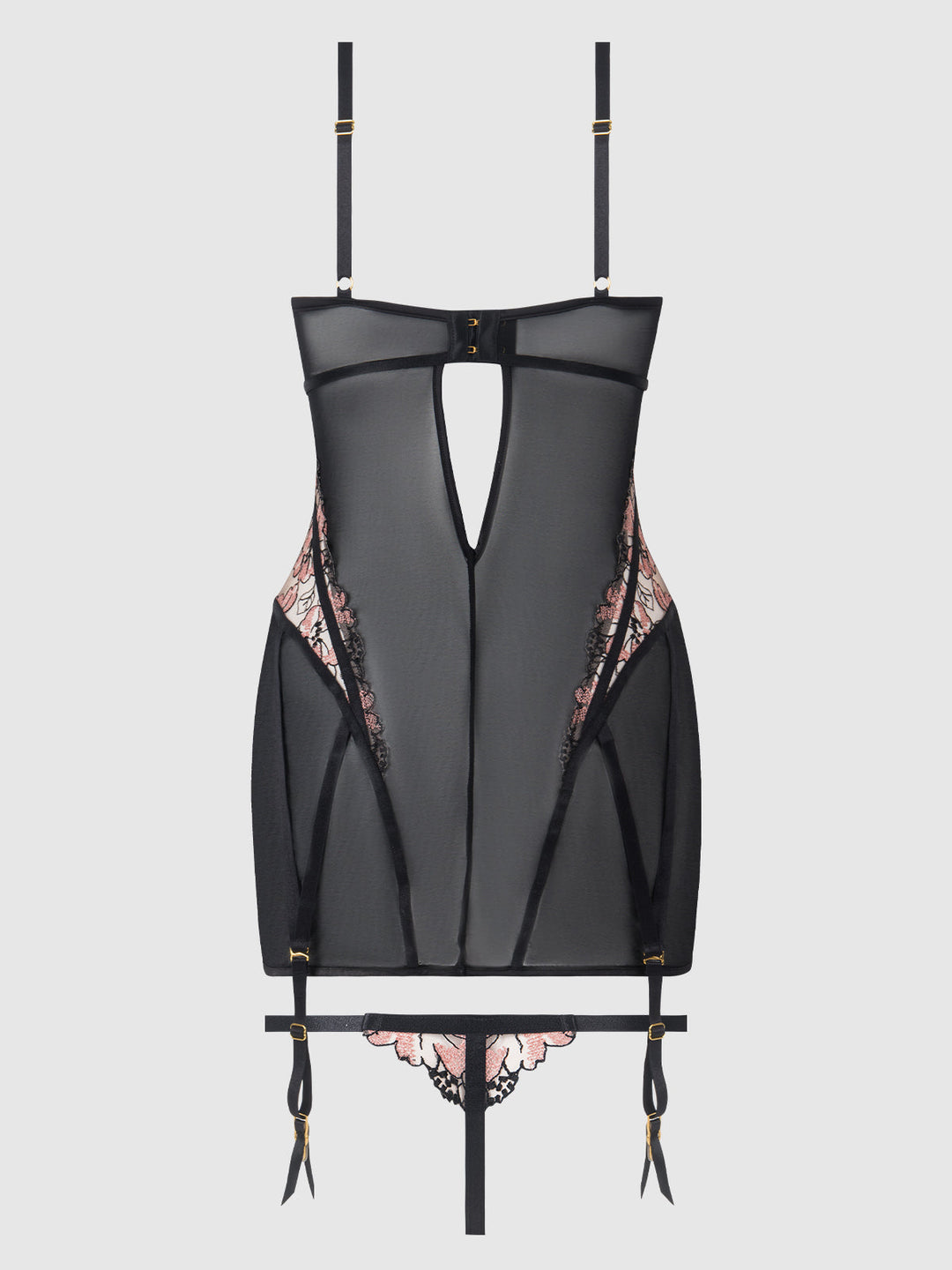 Nova Blacklight Lace Chemise &amp; Thong Set from Love It Curvy