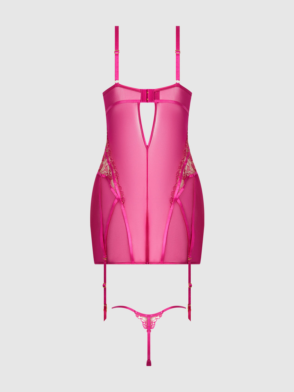 Nova Blacklight Lace Chemise & Thong Set from Love It Curvy