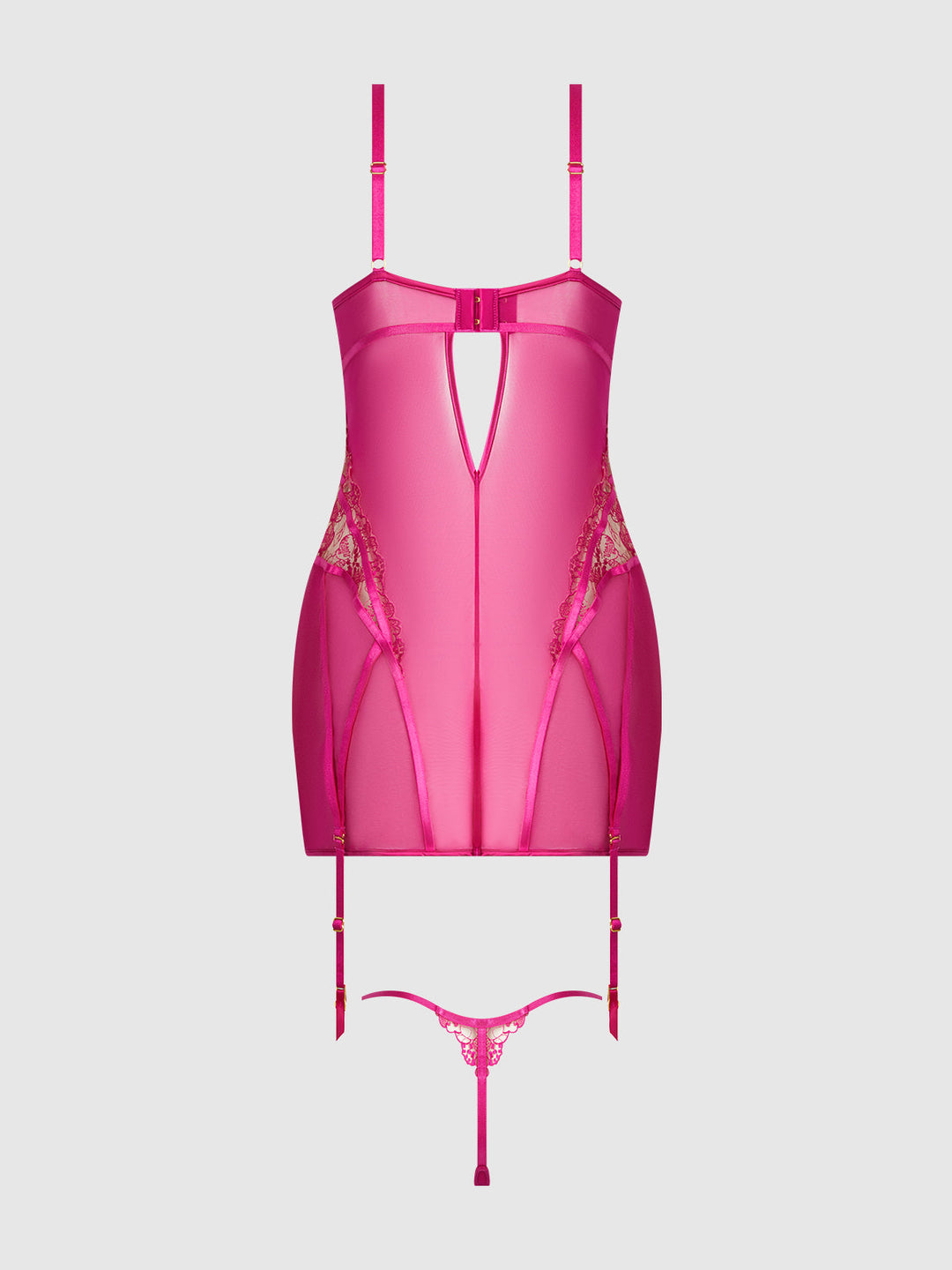 Nova Blacklight Lace Chemise &amp; Thong Set from Love It Curvy