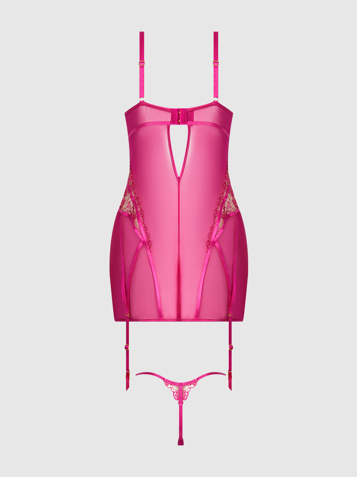 Nova Blacklight Lace Chemise & Thong Set from Love It Curvy