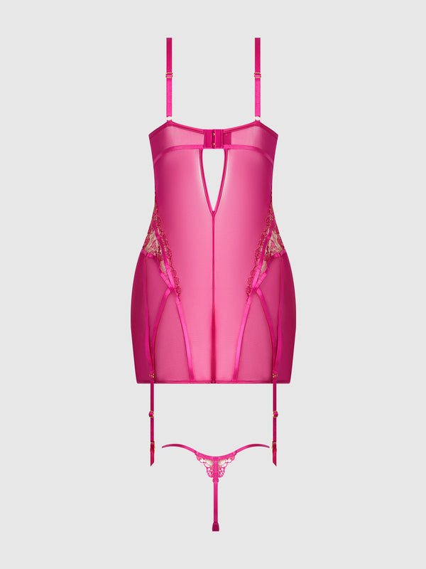 Nova Blacklight Lace Chemise & Thong Set from Love It Curvy