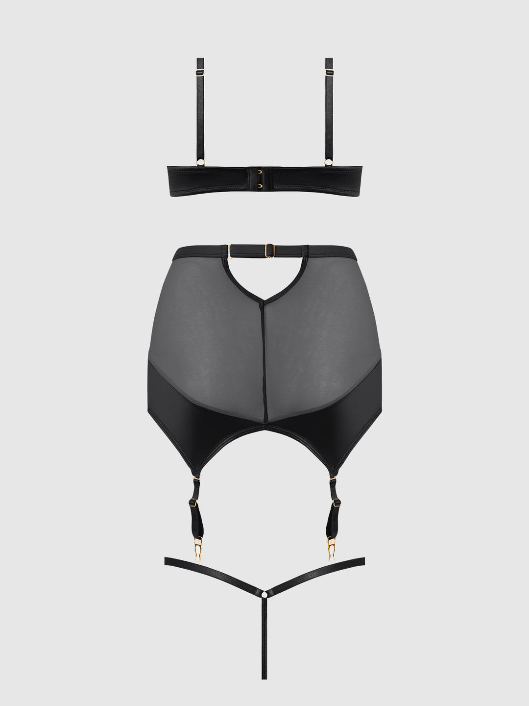 Raquel Mesh &amp; Silky Micro Bra, Garter Skirt &amp; G-String Set from Love It Curvy