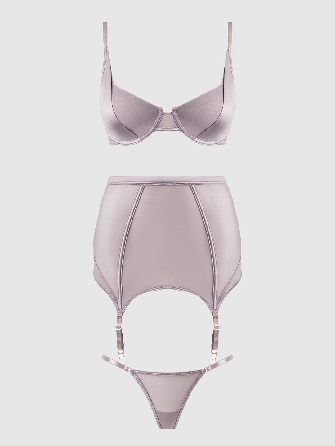 Raquel Mesh &amp; Silky Micro Bra, Garter Skirt &amp; G-String Set from Love It Curvy