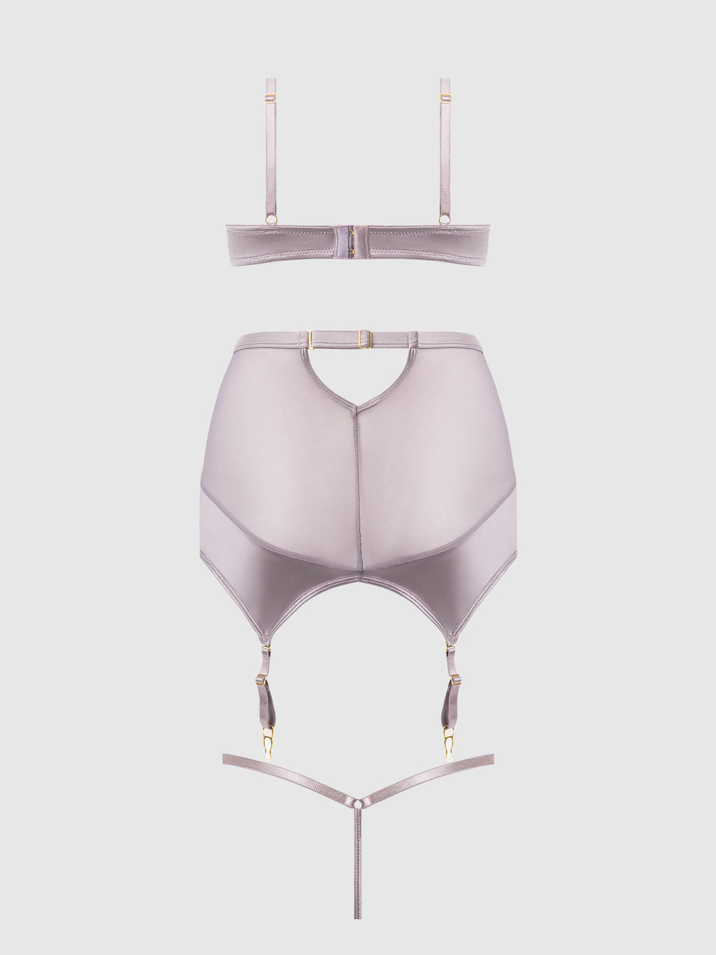 Raquel Mesh & Silky Micro Bra, Garter Skirt & G-String Set from Love It Curvy