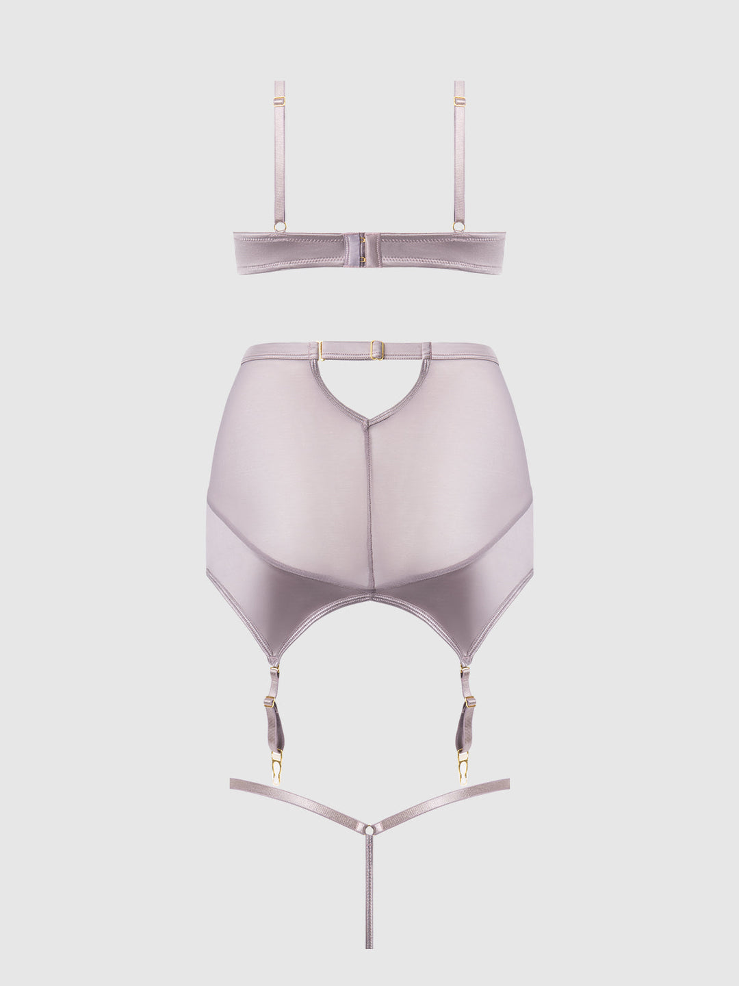 Raquel Mesh &amp; Silky Micro Bra, Garter Skirt &amp; G-String Set from Love It Curvy