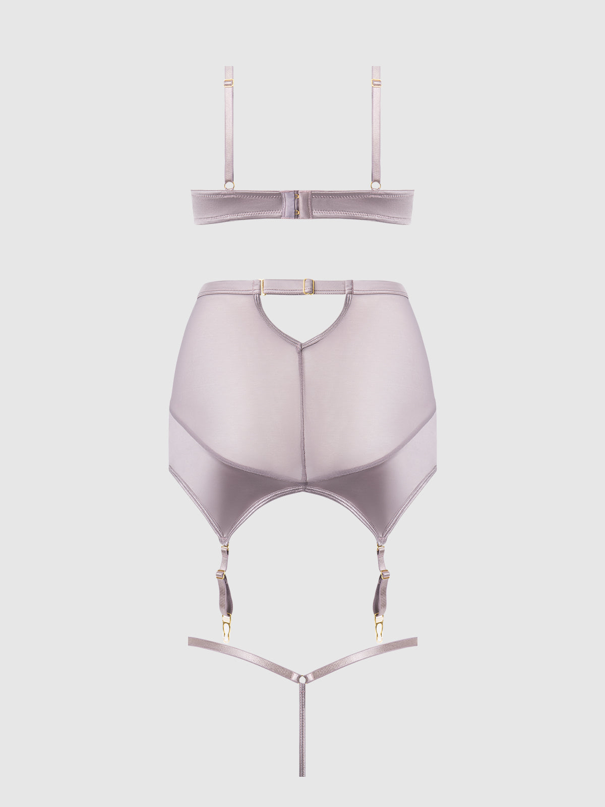 Raquel Mesh & Silky Micro Bra, Garter Skirt & G-String Set from Love It Curvy